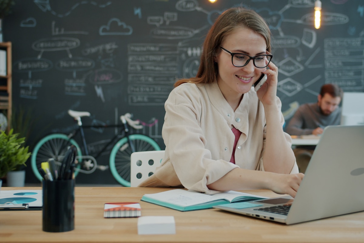 A small business team working